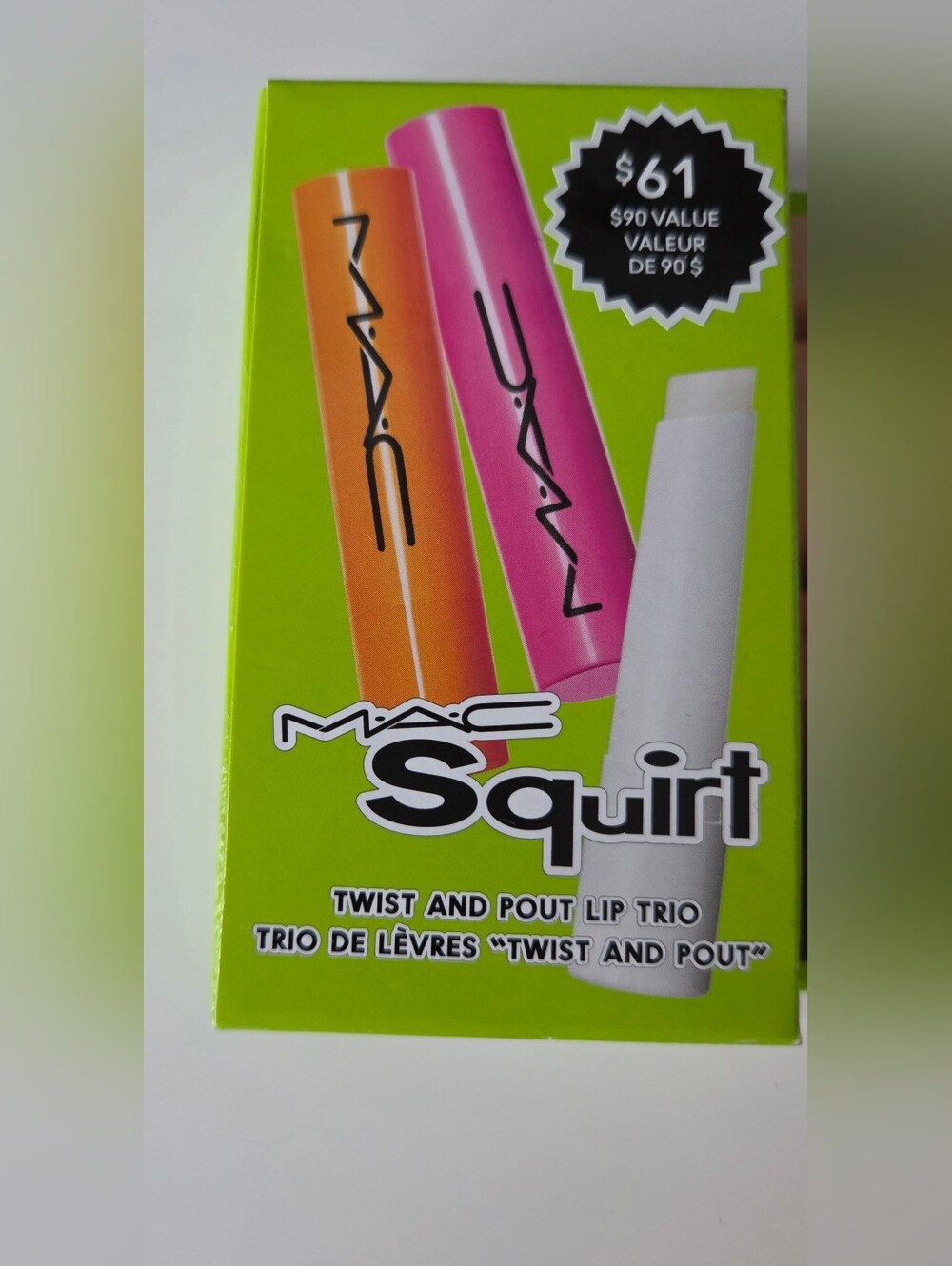 MAC Cosmetics Lip Squirt Twist & Pout Trio — Pink, Clear, Brown Shades